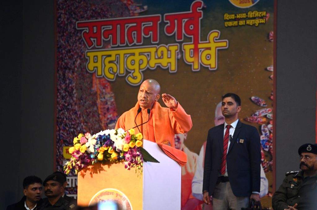 Uttar Pradesh Chief Minister Yogi Adityanath addresses the inauguration ...