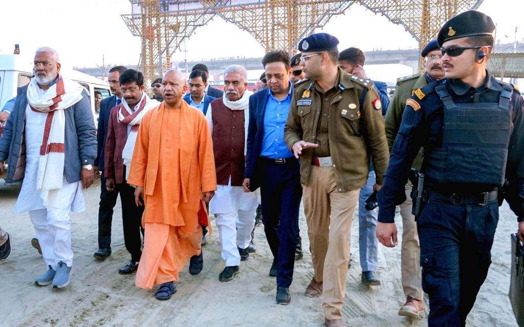 Uttar Pradesh Chief Minister Yogi Adityanath arrives to inspect at ...