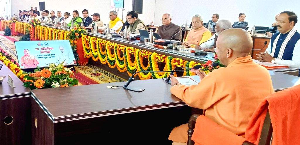 Uttar Pradesh Chief Minister Yogi Adityanath chairs the meeting of the ...