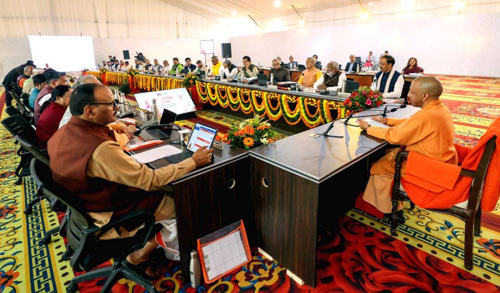 Uttar Pradesh Chief Minister Yogi Adityanath chairs the meeting of the ...