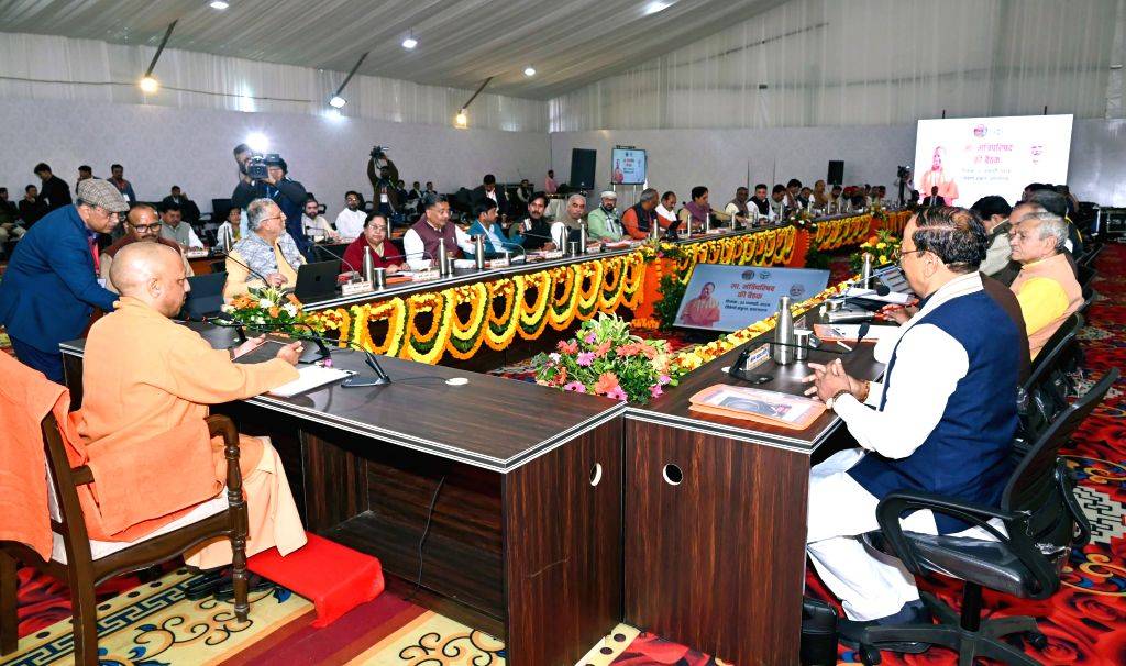 Uttar Pradesh Chief Minister Yogi Adityanath chairs the meeting of the ...