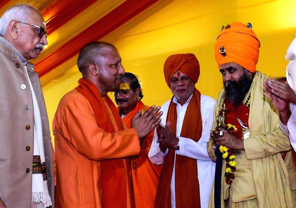 Uttar Pradesh Chief Minister Yogi Adityanath attends the Sadhu Sammelan ...