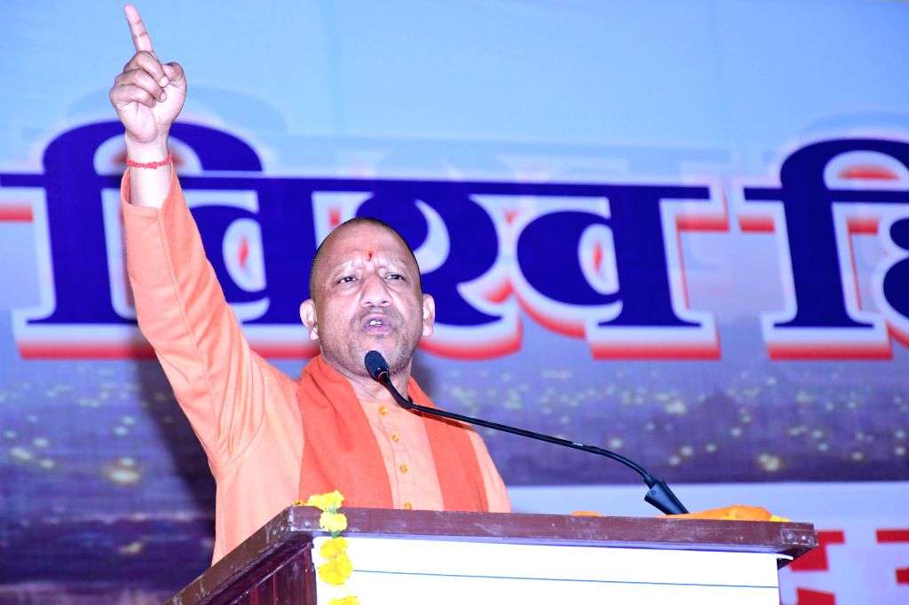 Uttar Pradesh Chief Minister Yogi Adityanath attends the Sadhu Sammelan ...