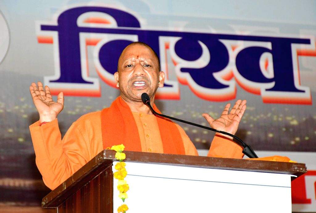 Uttar Pradesh Chief Minister Yogi Adityanath attends the Sadhu Sammelan ...