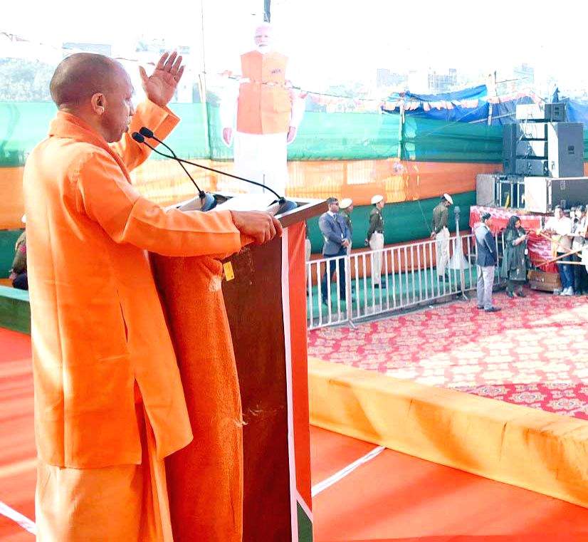 Uttar Pradesh Chief Minister Yogi Adityanath attends an election campaign