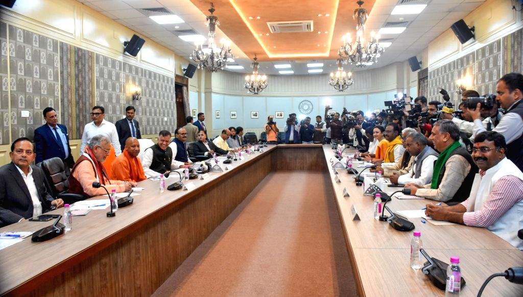Uttar Pradesh Chief Minister Yogi Adityanath attends the all-party ...