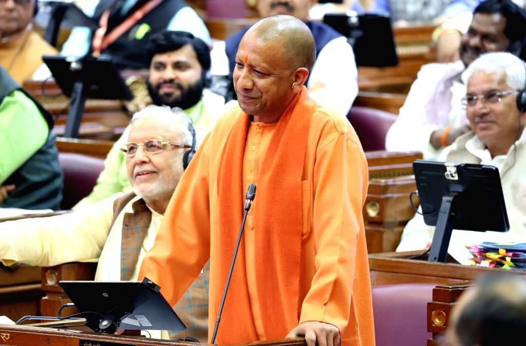 Uttar Pradesh Chief Minister Yogi Adityanath speaks during budget session