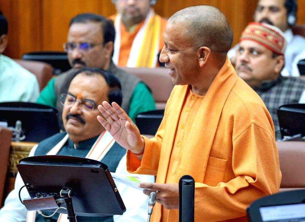 Uttar Pradesh Chief Minister Yogi Adityanath speaks during the budget ...