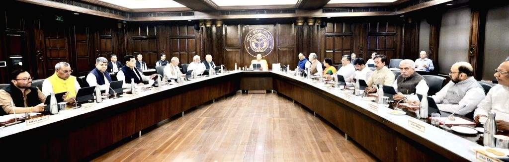 Uttar Pradesh Chief Minister Yogi Adityanath holds a cabinet meeting