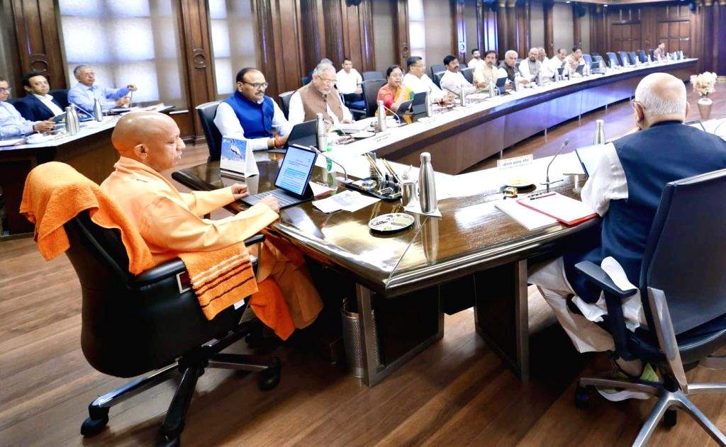 Uttar Pradesh Chief Minister Yogi Adityanath holds a cabinet meeting