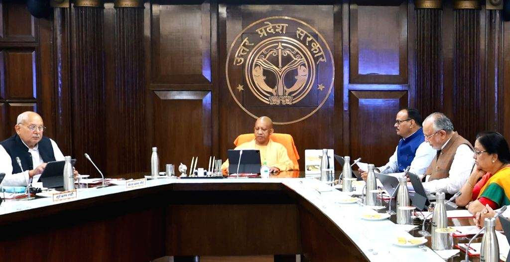 Uttar Pradesh Chief Minister Yogi Adityanath holds a cabinet meeting