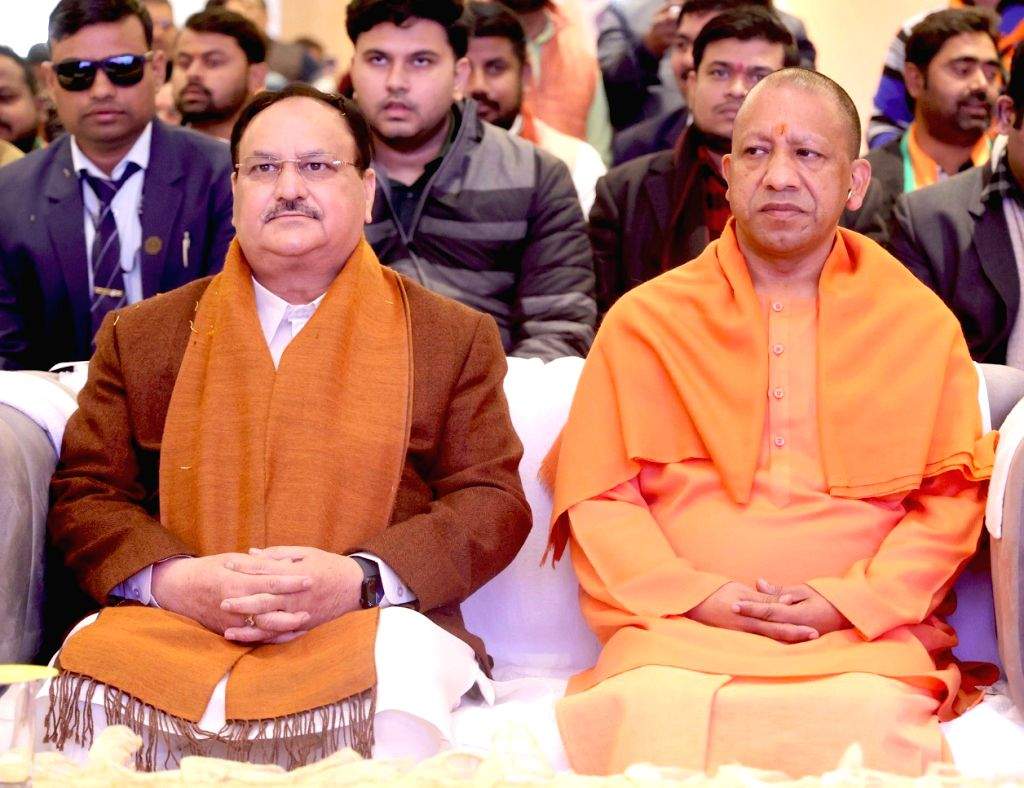 Uttar Pradesh Chief Minister Yogi Adityanath and BJP National President ...