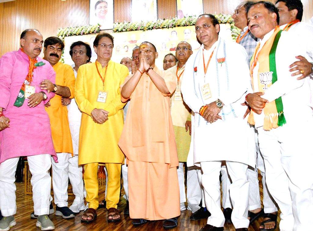 Uttar Pradesh Chief Minister Yogi Adityanath at an election campaign ...