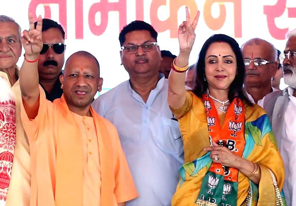 Uttar Pradesh Chief Minister Yogi Adityanath with BJP candidate ...