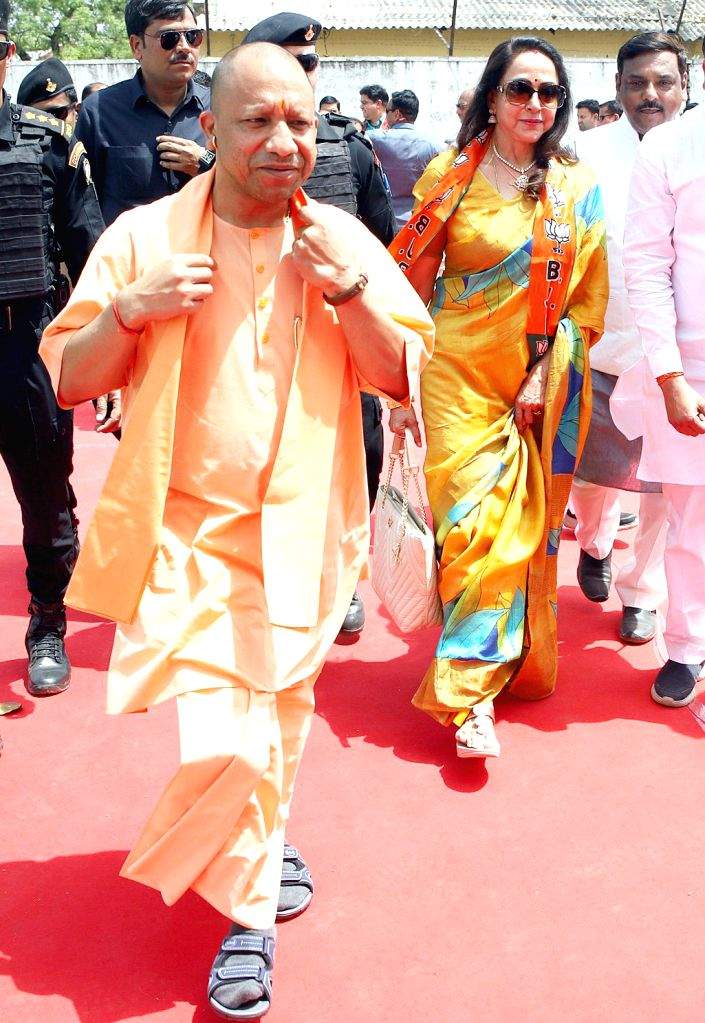 Uttar Pradesh Chief Minister Yogi Adityanath with BJP candidate ...