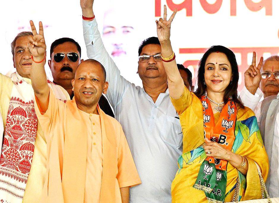 Uttar Pradesh Chief Minister Yogi Adityanath with BJP candidate ...