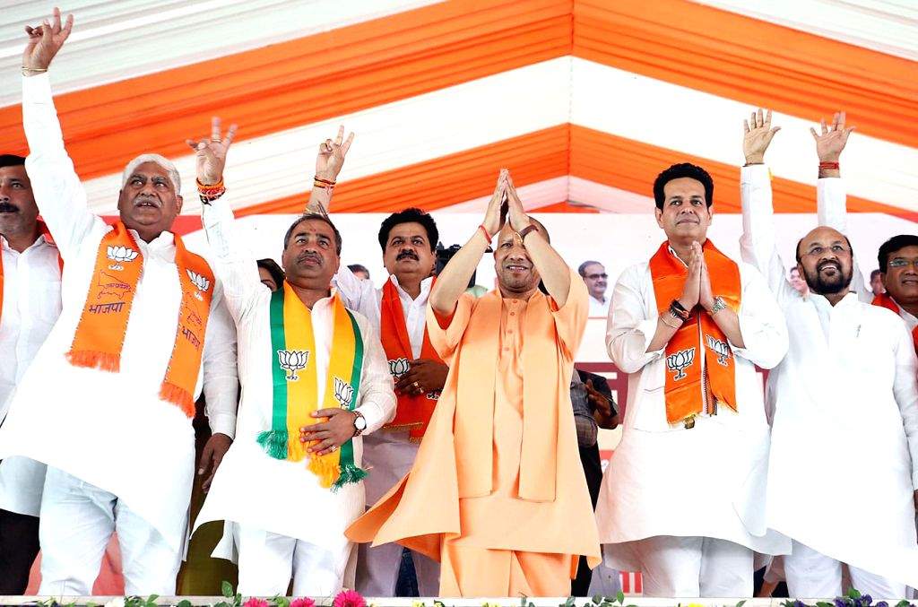 Uttar Pradesh Chief Minister Yogi Adityanath with other party leaders ...