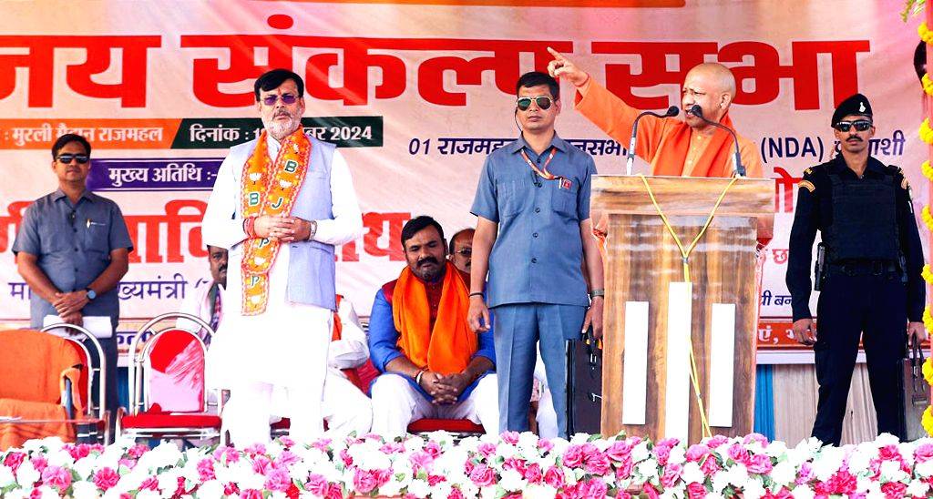 Uttar Pradesh CM Yogi Adityanath addresses an election rally