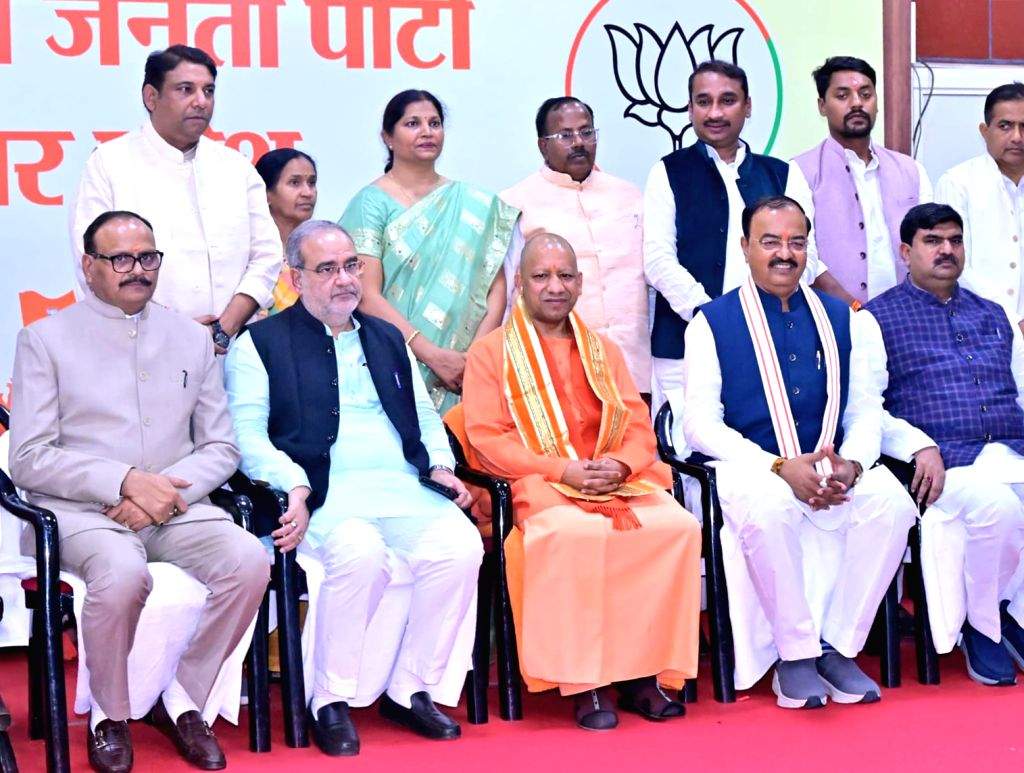 Uttar Pradesh CM Yogi Adityanath attends a programme at the BJP office