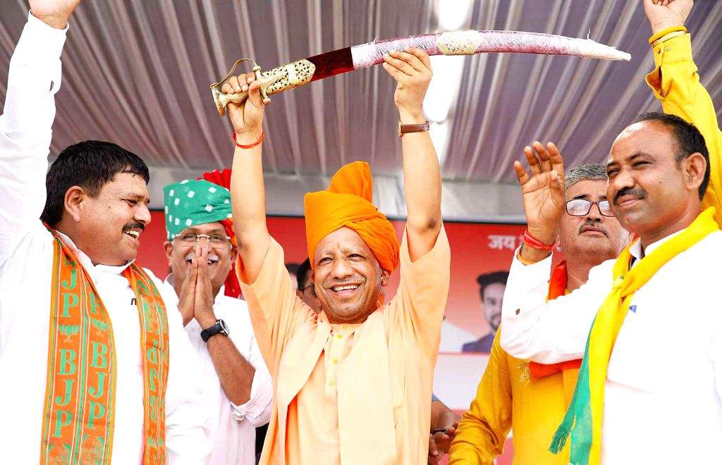 Uttar Pradesh CM Yogi Adityanath attends an election rally