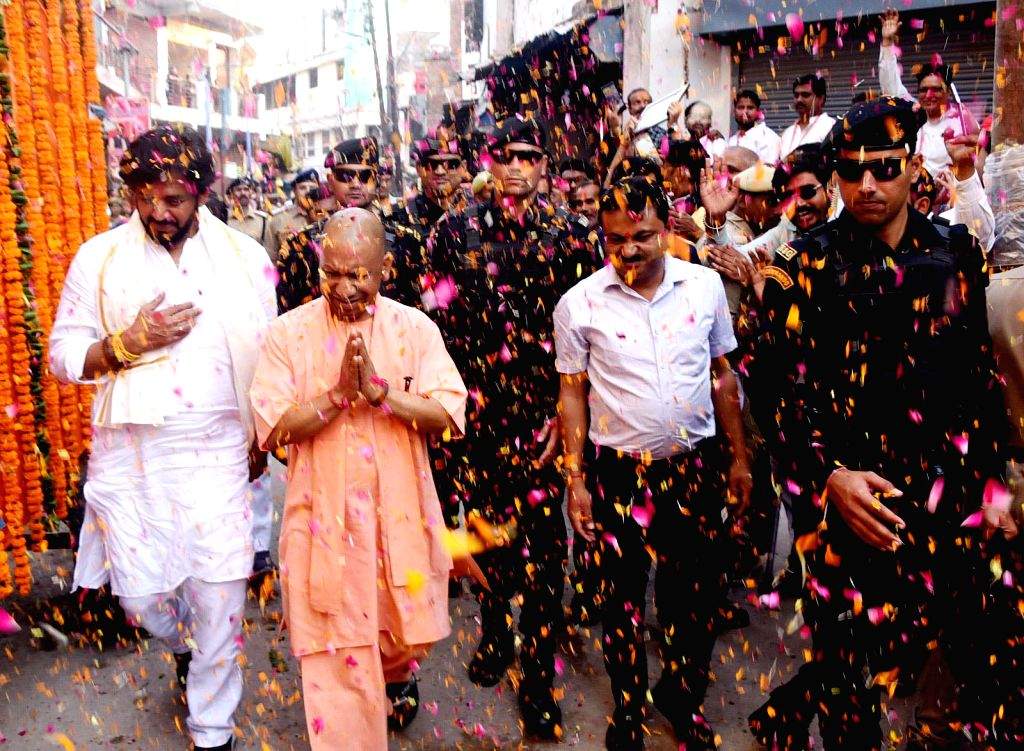 Uttar Pradesh CM Yogi Adityanath attends grand procession