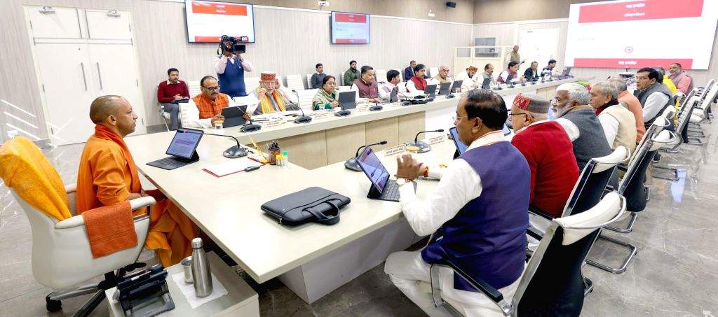 Uttar Pradesh CM Yogi Adityanath chairs a cabinet meeting at his ...