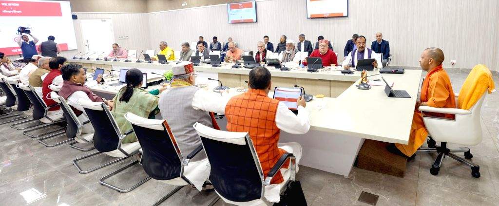 Uttar Pradesh CM Yogi Adityanath chairs a cabinet meeting at his ...