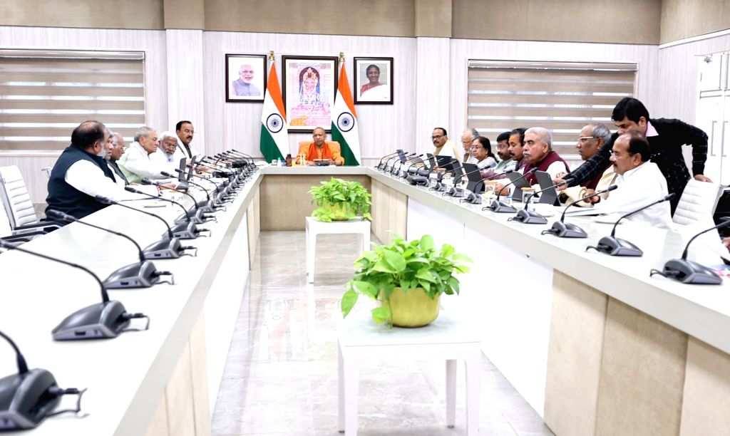 Uttar Pradesh CM Yogi Adityanath chairs a cabinet meeting at his ...