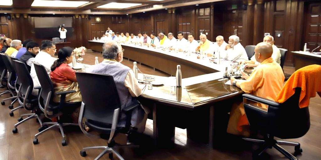 Uttar Pradesh CM Yogi Adityanath chairs a meeting with his Council of ...
