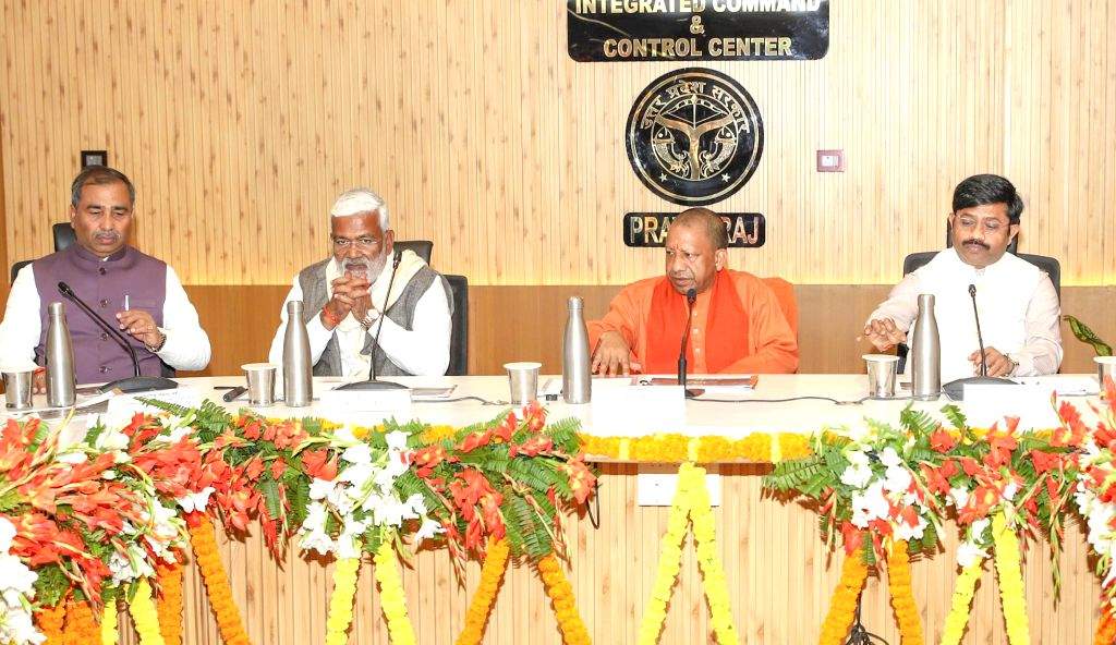Uttar Pradesh CM Yogi Adityanath chairs a meeting with officials to ...