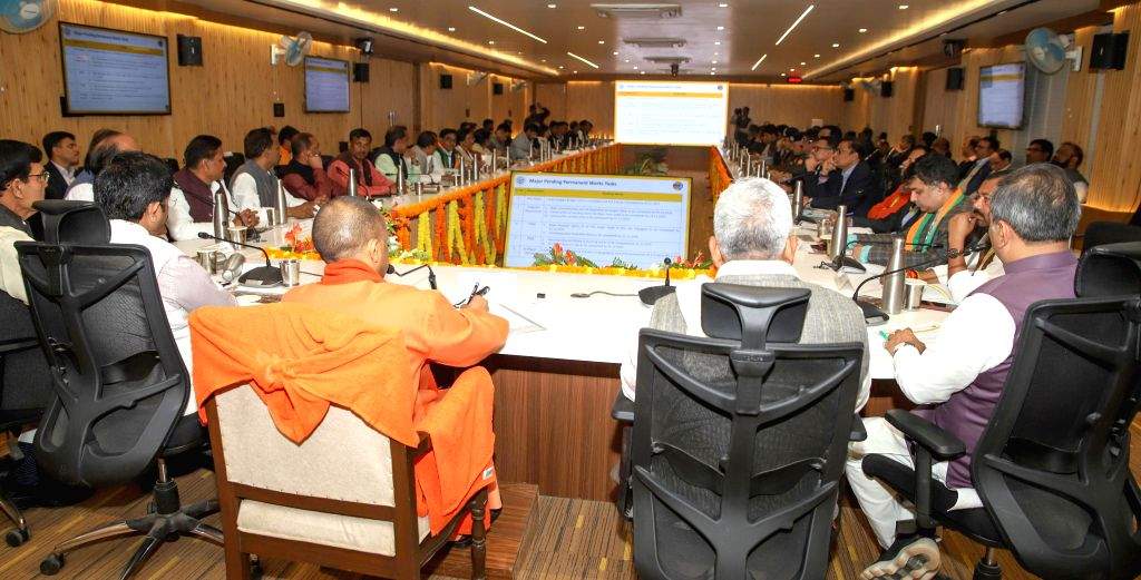 Uttar Pradesh CM Yogi Adityanath chairs a meeting with officials to ...