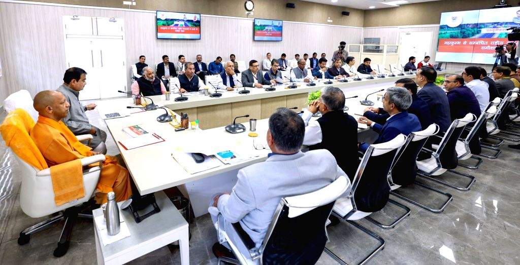 Uttar Pradesh CM Yogi Adityanath chairs a review meeting in the ...