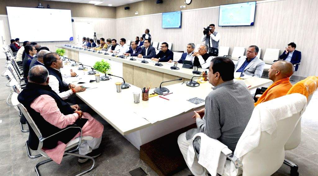 Uttar Pradesh CM Yogi Adityanath chairs a review meeting in the ...