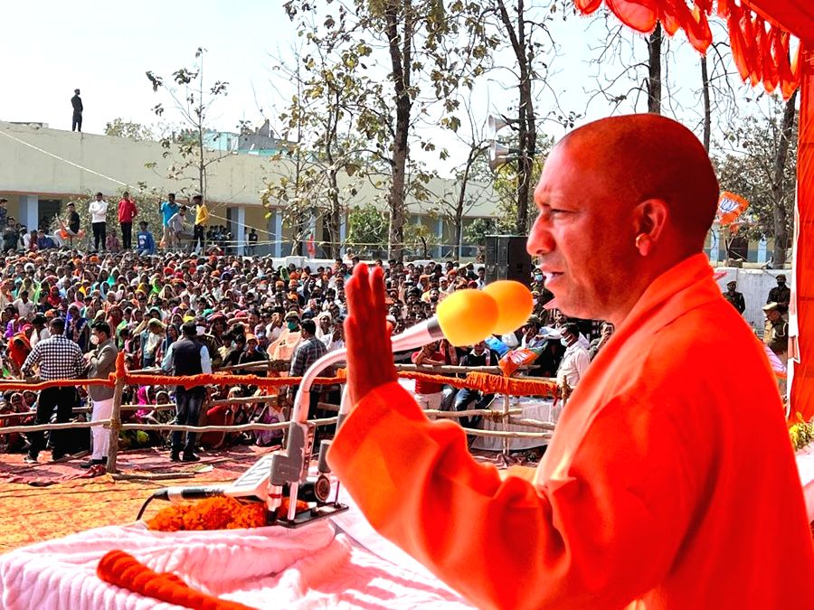 UP CM Yogi Adityanath during an election campaign rally