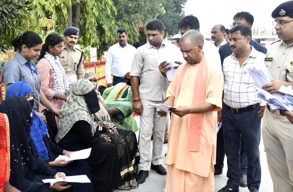 Gorakhpur: Uttar Pradesh CM Yogi Adityanath during 'Janata Darshan