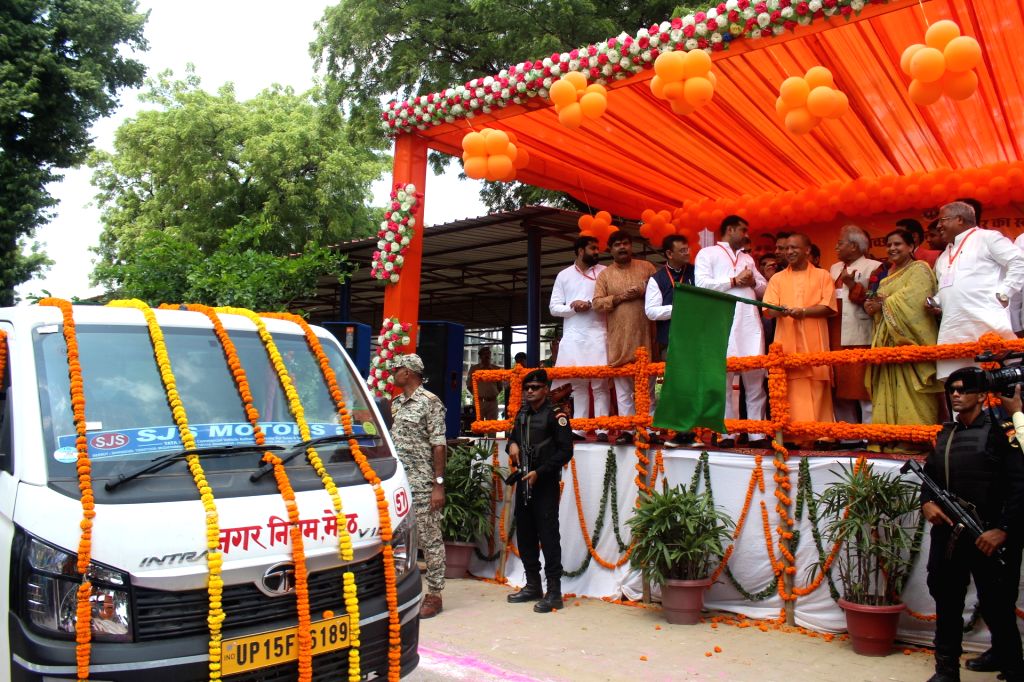 Uttar Pradesh CM Yogi Adityanath flags off vehicles