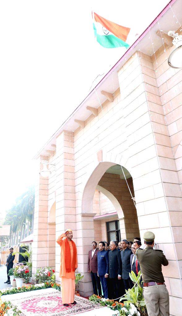 Uttar Pradesh CM Yogi Adityanath hoists the National Flag on the ...