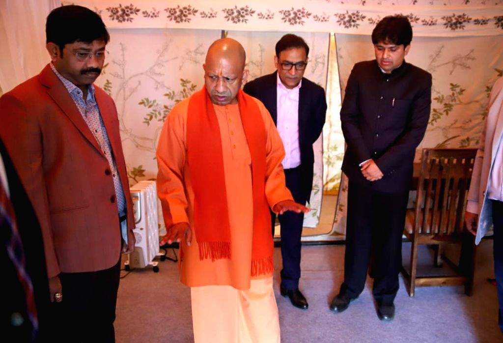 Uttar Pradesh CM Yogi Adityanath inspects the arrangements and ...