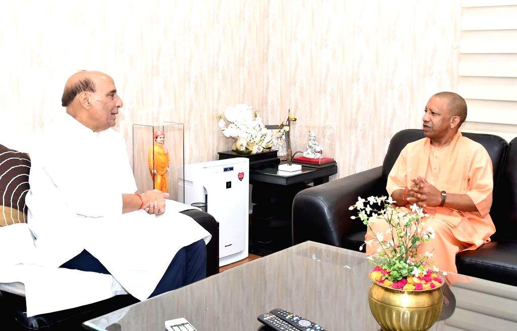 Uttar Pradesh CM Yogi Adityanath Meets Defence Minister Rajnath Singh