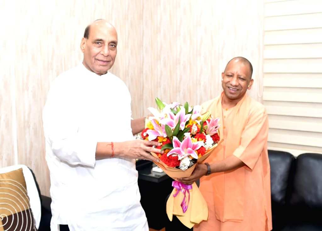 Uttar Pradesh CM Yogi Adityanath Meets Defence Minister Rajnath Singh