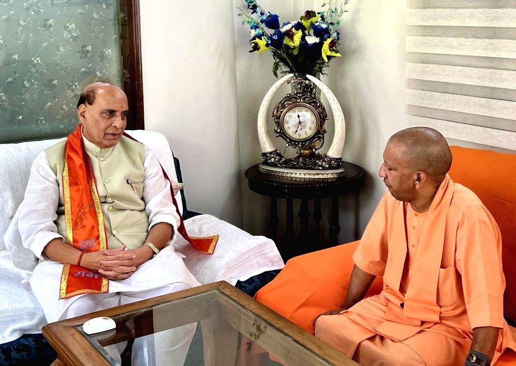 Uttar Pradesh CM Yogi Adityanath meets Union Minister Rajnath Singh