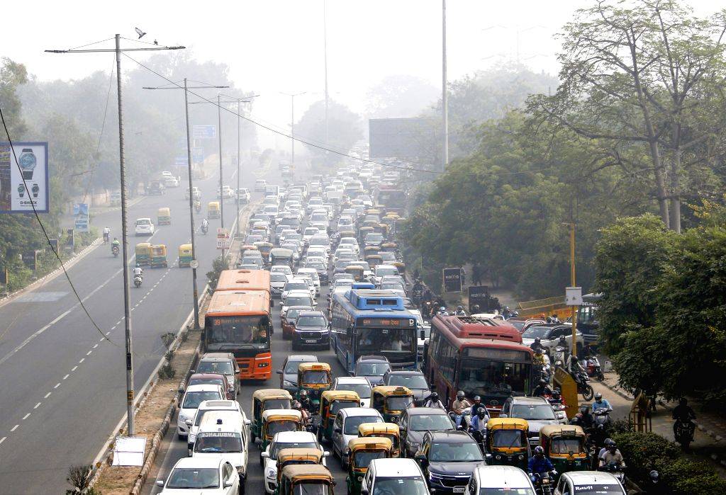 Vehicles stuck in a traffic jam near ITO