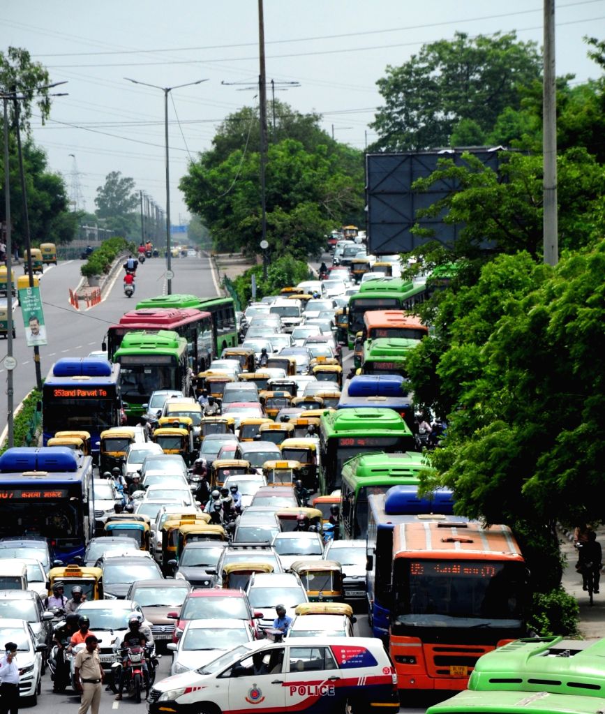 Vehicles stuck in a traffic jam near ITO