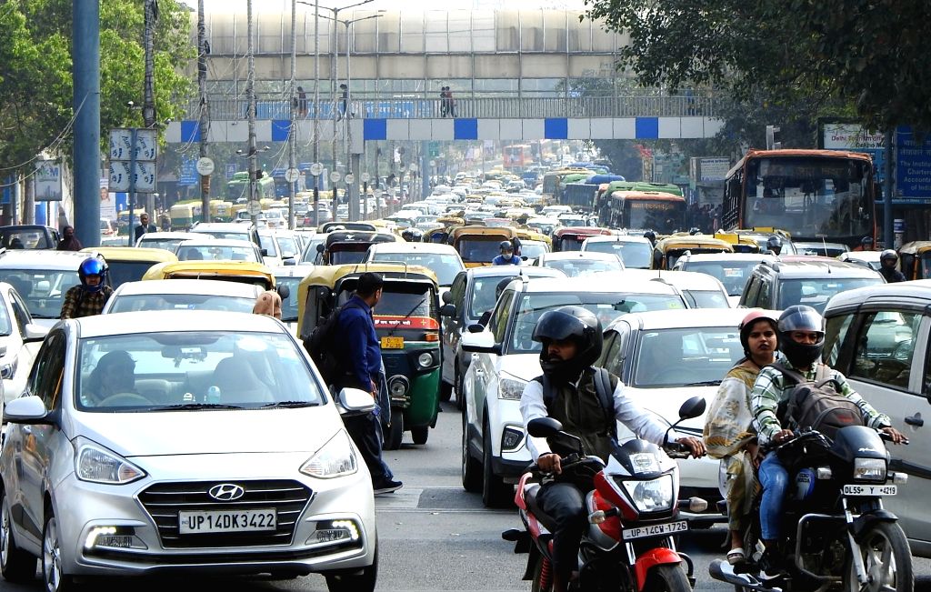 Vehicles stuck in a traffic jam near ITO