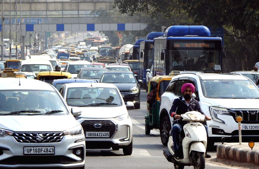 Vehicles stuck in a traffic jam near ITO
