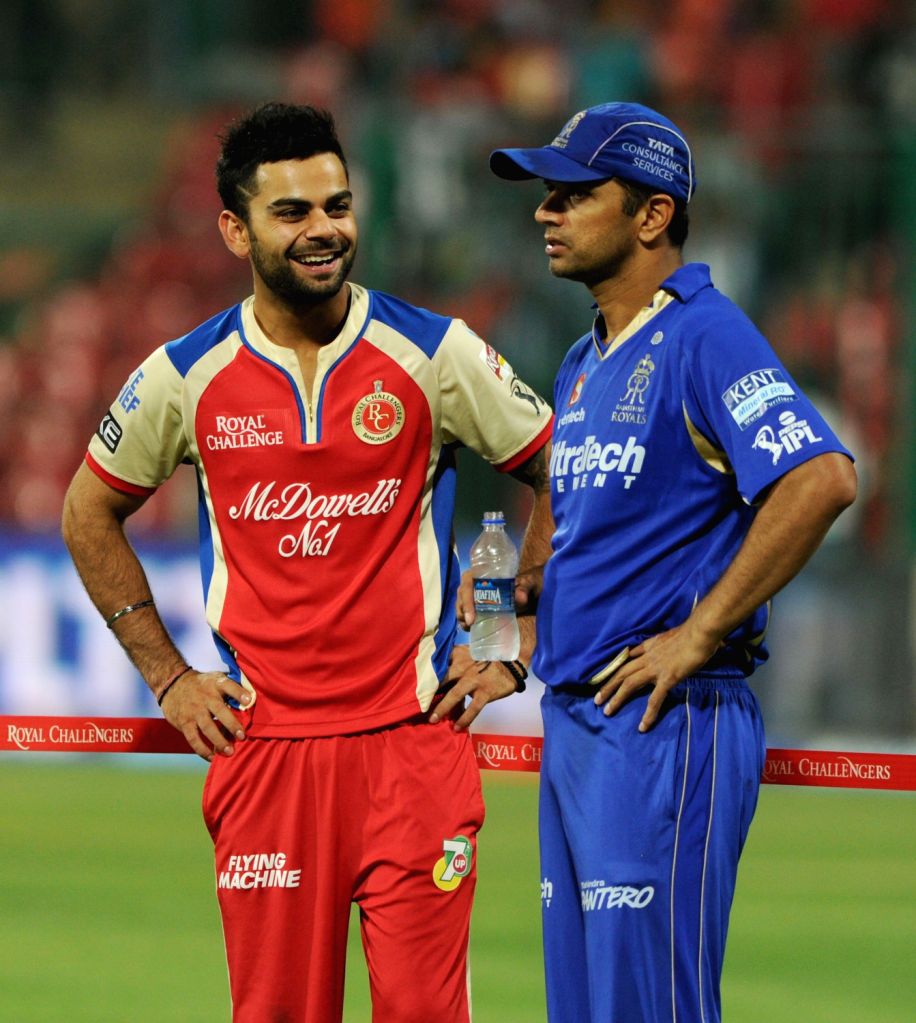 RR players celebrate during the RCB v/s RR in Bengaluru