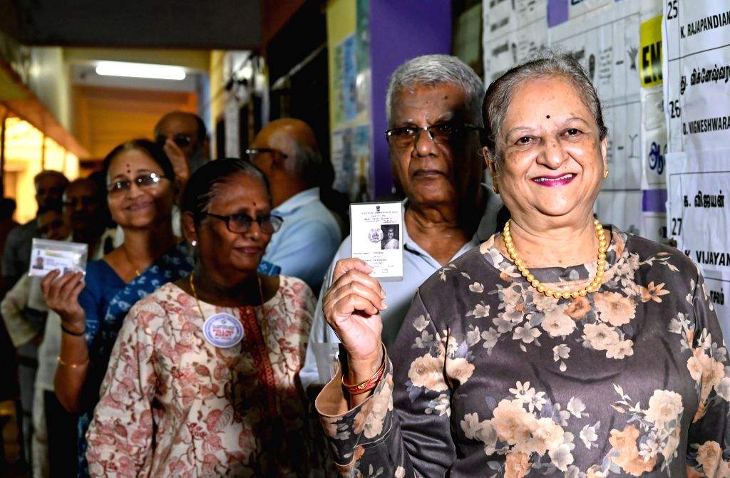 Voters Queue Up at Polling Booth in Coimbatore