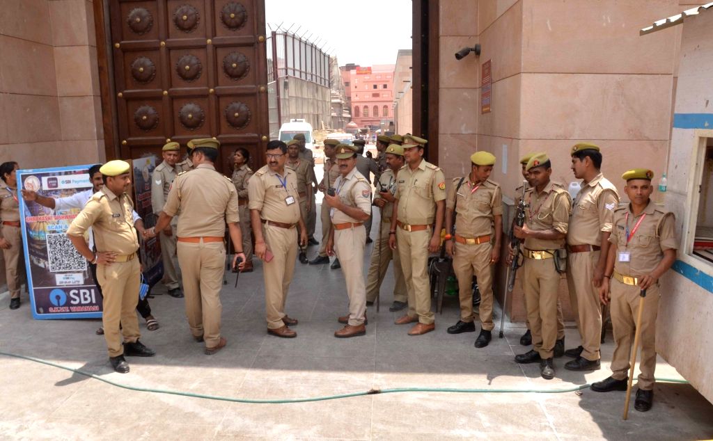  Varanasi Security Personnel Stand Guard Outside Gyanvapi Mosque Complex 