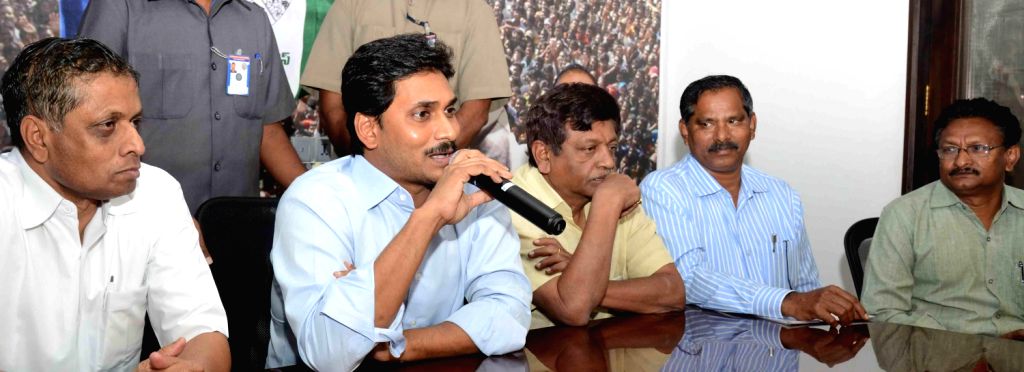 Y. S. Jaganmohan Reddy addresses a press conference