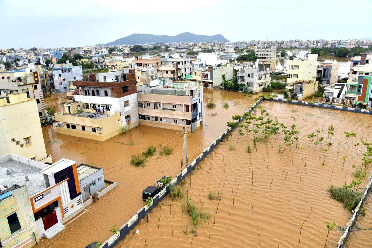 An Aerial view of flood-affected area